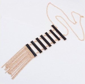 Trendy-black-ladder-long-tassel-statement-necklace